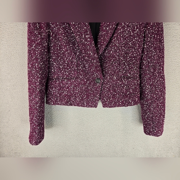 Rag & Bone Valerie Womens Sz O Tweed Wool Blend Cropped Blazer Purple White - Picture 4 of 12